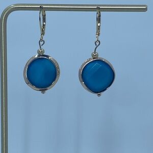 Elegant Blue and Gold Drop Earrings